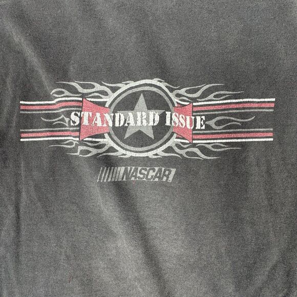 Vintage Y2K NASCAR Standard Issue Flame Tee XL Made in USA Grunge Distressed - Picture 2 of 7